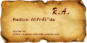 Radics Alfréda névjegykártya